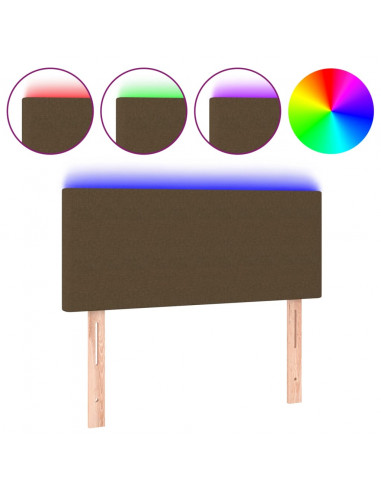 Testiera a LED Marrone Scuro 100x5x78/88 cm in Tessuto