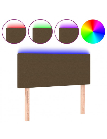 Testiera a LED Marrone Scuro 100x5x78/88 cm in Tessuto