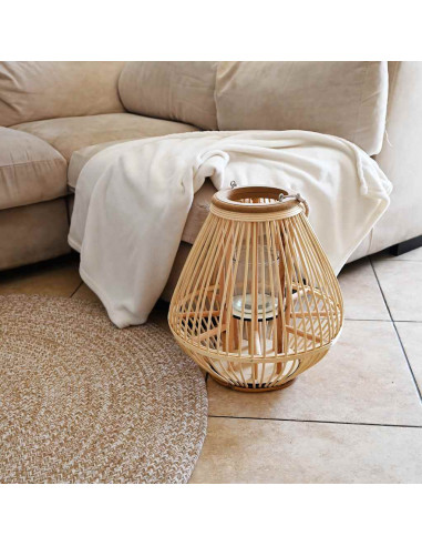 Supporto per Lanterna a Sospensione in Vimini Naturale