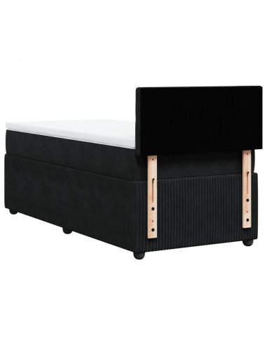 Giroletto a Molle con Materasso Nero 90x190 cm in Velluto