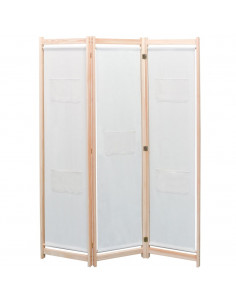 Paravento a 3 Pannelli Crema 120x170x4 cm in Tessuto 2