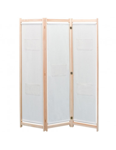 Paravento a 3 Pannelli Crema 120x170x4 cm in Tessuto