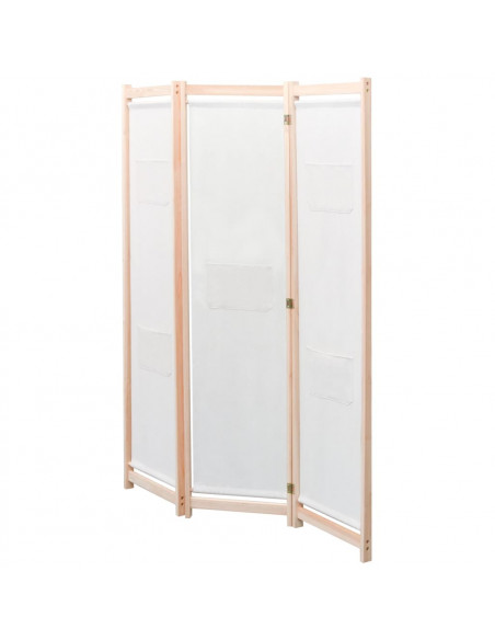 Paravento a 3 Pannelli Crema 120x170x4 cm in Tessuto