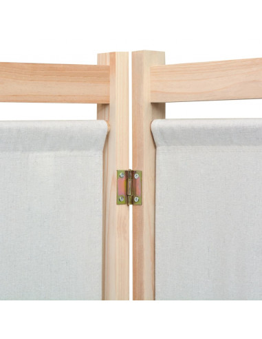 Paravento a 3 Pannelli Crema 120x170x4 cm in Tessuto