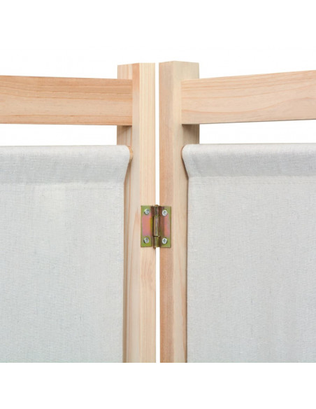 Paravento a 3 Pannelli Crema 120x170x4 cm in Tessuto
