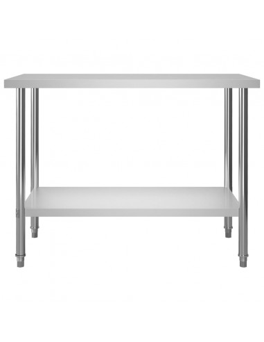 Tavolo Lavoro Cucina con Mensola 120x60x120 cm in Acciaio Inox