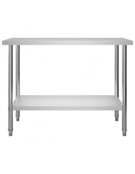 Tavolo Lavoro Cucina con Mensola 120x60x120 cm in Acciaio Inox