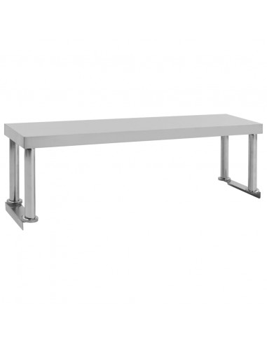 Tavolo Lavoro Cucina con Mensola 120x60x120 cm in Acciaio Inox