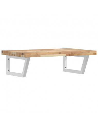 Ripiano a Parete per Lavabo in Acciaio e Massello di Acacia