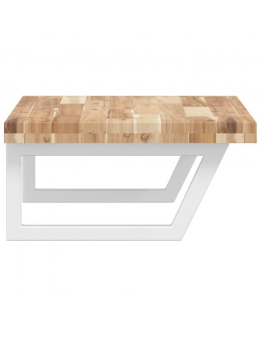 Ripiano a Parete per Lavabo in Acciaio e Massello di Acacia