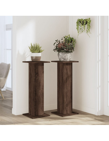 Supporti per Piante 2 pz Rovere Marrone 30x30x80 cm Truciolato