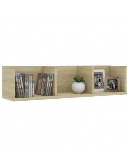 Scaffale Porta CD a Parete Rovere Sonoma 75x18x18cm Multistrato