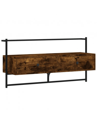 Mobile TV a Muro Rovere Fumo 100,5x30x51 cm Legno Multistrato