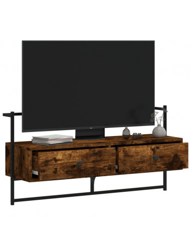 Mobile TV a Muro Rovere Fumo 100,5x30x51 cm Legno Multistrato