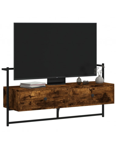 Mobile TV a Muro Rovere Fumo 100,5x30x51 cm Legno Multistrato