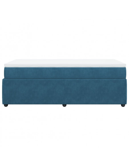 Giroletto a Molle con Materasso Blu Scuro 100x200 cm in Velluto