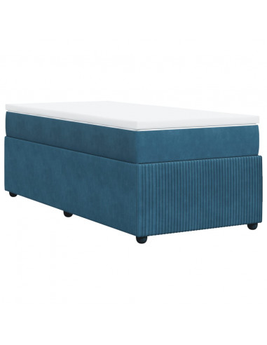 Giroletto a Molle con Materasso Blu Scuro 100x200 cm in Velluto
