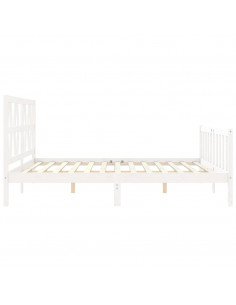 Giroletto con Testiera Bianco 200x200 cm in Legno Massello 2