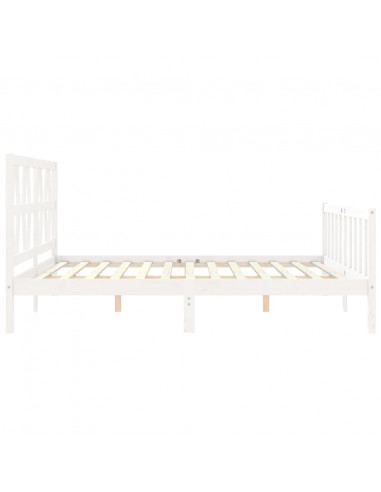 Giroletto con Testiera Bianco 200x200 cm in Legno Massello