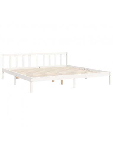 Giroletto con Testiera Bianco 200x200 cm in Legno Massello