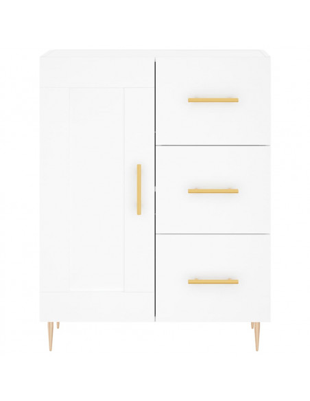 Credenza Bianca 69,5x34x180 cm in Legno Multistrato