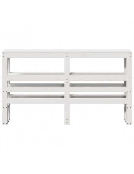 Testiera con Ripiani Bianca 150 cm in Legno Massello di Pino
