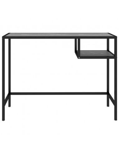 Scrivania per Computer Marmo Nero 100x36x74 cm Vetro Temperato