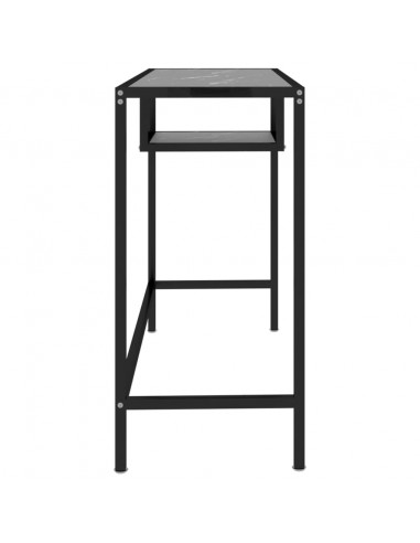 Scrivania per Computer Marmo Nero 100x36x74 cm Vetro Temperato