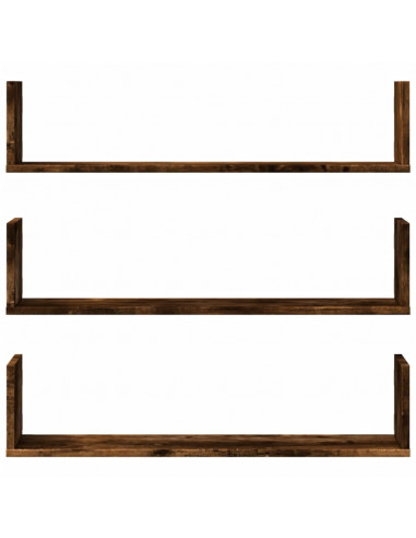 Mensole a Parete 3pz Rovere Fumo 80x18x18 cm in Truciolato