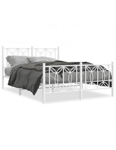Giroletto con Testiera e Pediera Metallo Bianco 140x190 cm