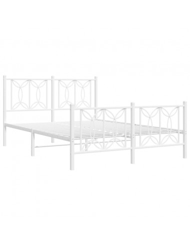 Giroletto con Testiera e Pediera Metallo Bianco 140x190 cm