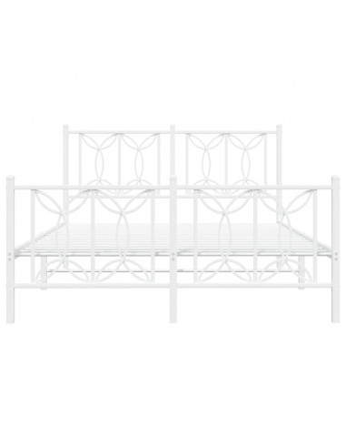 Giroletto con Testiera e Pediera Metallo Bianco 140x190 cm