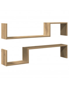 Mensole da Parete 2 pz Artigianale 100x15x20 cm in Truciolato 2