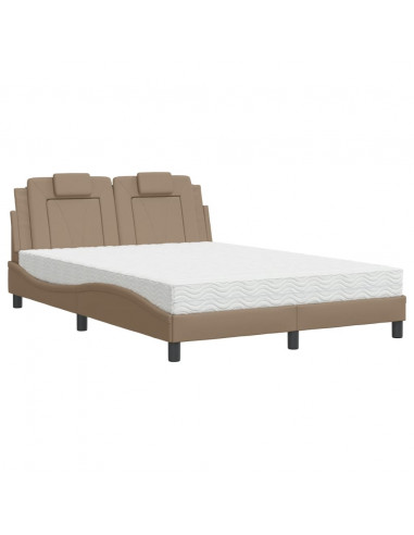 Letto con Materasso Cappuccino 140x200cm Similpelle