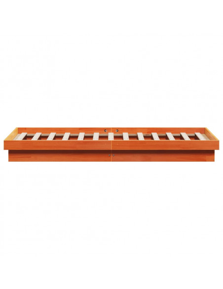 Giroletto Marrone Cera con LED 160x200 cm Legno Massello Pino