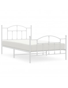 Giroletto con Testiera e Pediera Metallo Bianco 107x203 cm 2