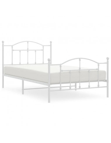 Giroletto con Testiera e Pediera Metallo Bianco 107x203 cm