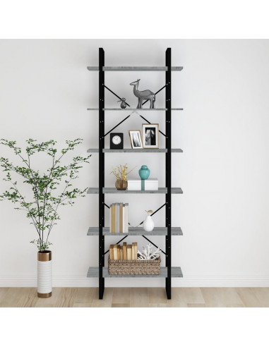 Scaffale Alto Grigio Sonoma 80x30x210 cm in Legno Multistrato