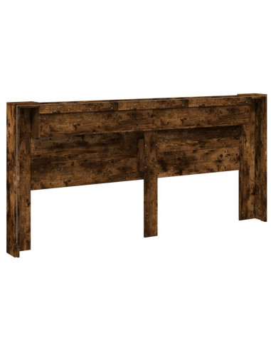 Testiera con Contenitore a LED Rovere Fumo 220x16,5x103,5 cm