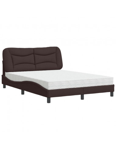 Letto con Materasso Marrone Scuro 140x200cm Tessuto