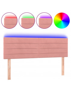Testiera a LED Rosa 144x5x78/88 cm in Velluto 2