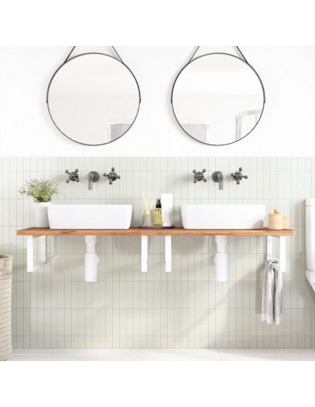 Reggimensole per Lavabo 2 pz Bianche Rettangolari in Acciaio