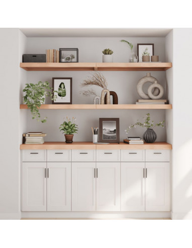 Ripiano a Parete 180x60x(2-6) cm Massello Rovere Non Trattato