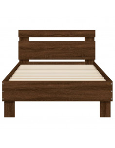 Giroletto con Testiera e LED Rovere Marrone 90x200 cm 2