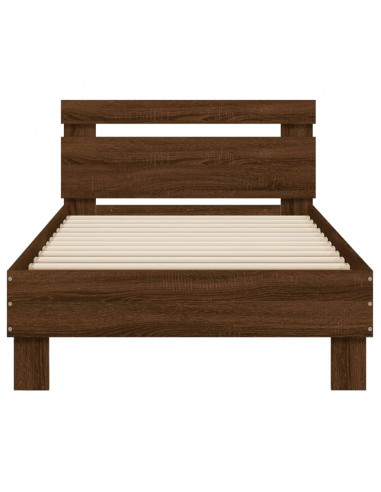 Giroletto con Testiera e LED Rovere Marrone 90x200 cm