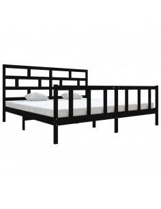 Giroletto Nero in Legno Massello di Pino 200x200 cm 2