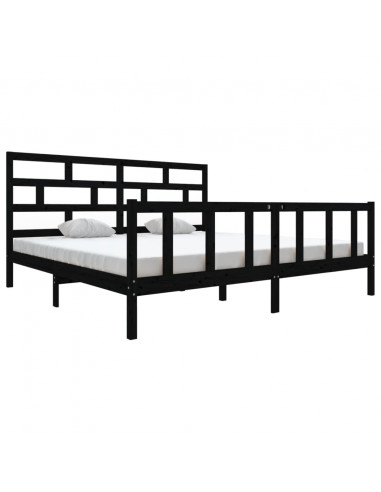 Giroletto Nero in Legno Massello di Pino 200x200 cm