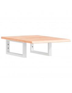 Ripiano a Parete per Lavabo in Acciaio e Massello di Rovere 2