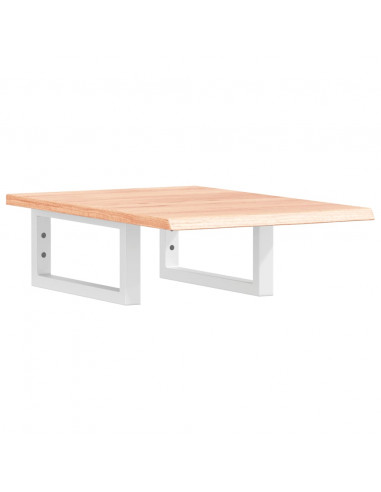 Ripiano a Parete per Lavabo in Acciaio e Massello di Rovere