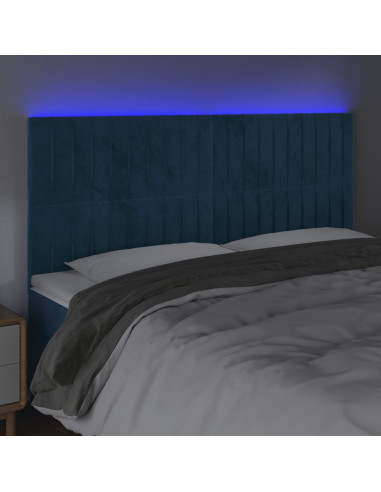 Testiera a LED Blu Scuro 200x5x118/128 cm in Velluto